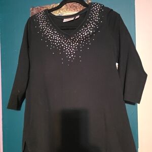 Chic Black Studded Women's Top